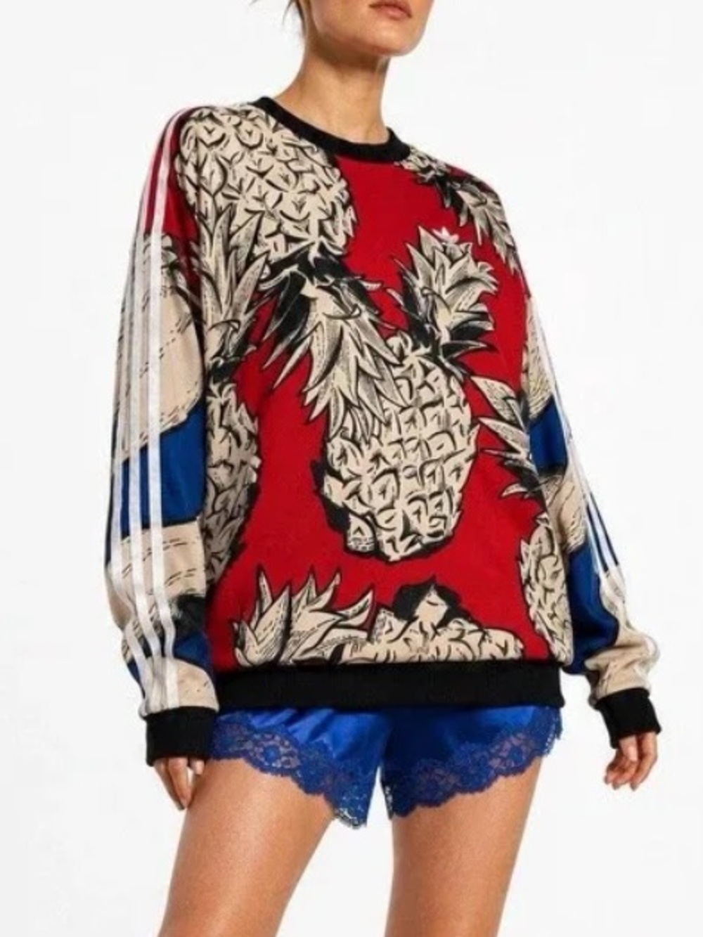 Adidas x Farm Rio Color Block Pineapple Crewneck Boyfriend Sweatshirt